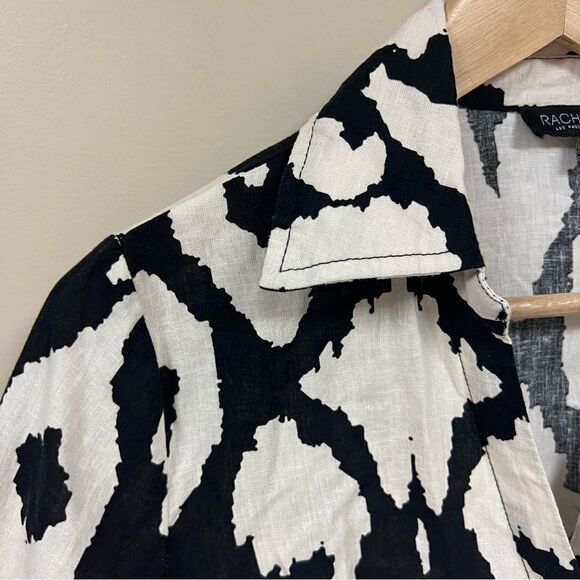 Rachel Zoe linen long sleeve blend tie front Sz M - Picture 3 of 7